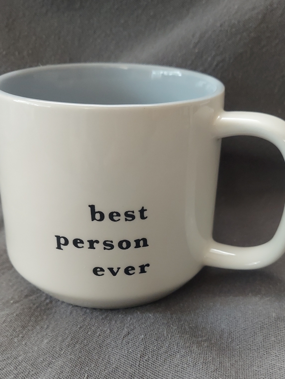 White Threshold stoneware coffee mug Cup  'Best Person Ever'  16oz